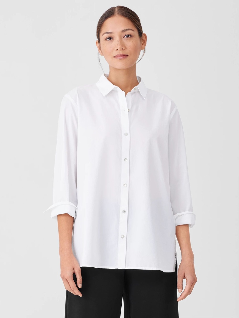 EILEEN FISHER Classic‎ White Button-Up Shirt